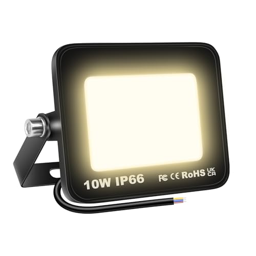 RIGIDON LED Strahler Außen 10W 1000LM LED Scheiwerfer 3000K Warmweiß IP66 Wasserdicht Außenstrahler fluter Aussenstrahler Außenstrahler außenlampe für Hinterhof Auffahrt Türen Garage Flur Garten von RIGIDON