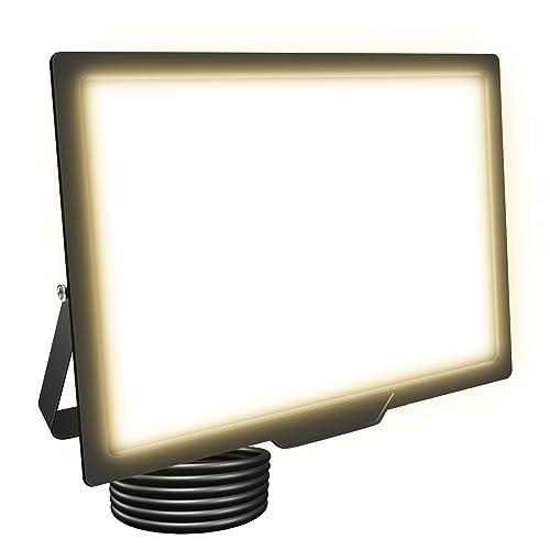 RIGIDON LED Strahler Außen 150W 15000LM LED Scheiwerfer 4000K Warmweiß IP66 Wasserdicht Außenstrahler fluter Aussenstrahler Außenstrahler außenlampe für Hinterhof Auffahrt Türen Garage Flur Garten von RIGIDON