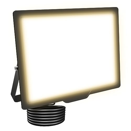 RIGIDON LED Strahler Außen 75W 7500LM LED Scheinwerfer 4000K Warmweiß IP66 Wasserdicht Außenstrahler für Garten, Garage, Parkplatz, Platz und Dock von RIGIDON