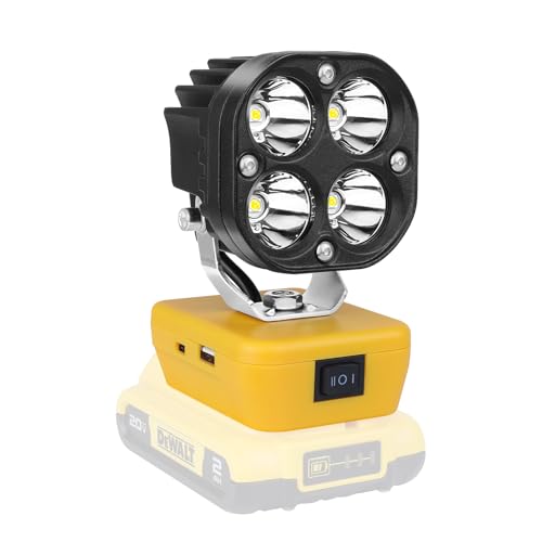 RIGIDON Led Strahler Akku Lampe Für Dewalt 18V / 20V, 40W Kabellose Led Arbeitsleuchte, Baustrahler, Tragbares Flutlichter Baustellen Lampe, Scheinwerfer für Camping, Werkstatt, Garage (kein Akku) von RIGIDON
