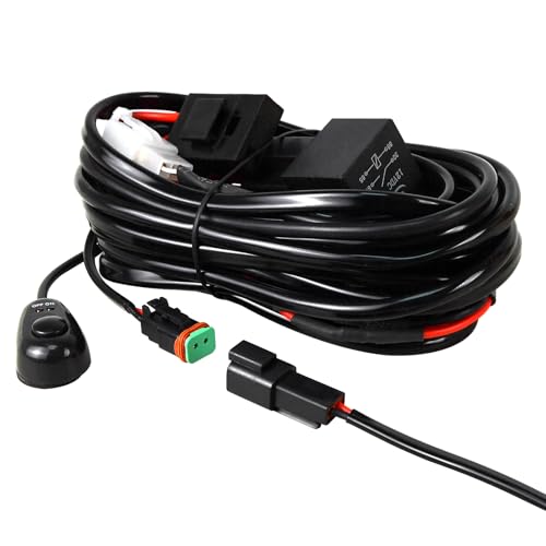 RIGIDON Wasserdicht Kabelbaum Kabelsatz Relais Adapter für KFZ Scheinwerfer Arbeitsscheinwerfer Tagfahrleuchten Lichtleisten DC 12V/40A 16AWG, (Modell D für 1 Lampe) von RIGIDON