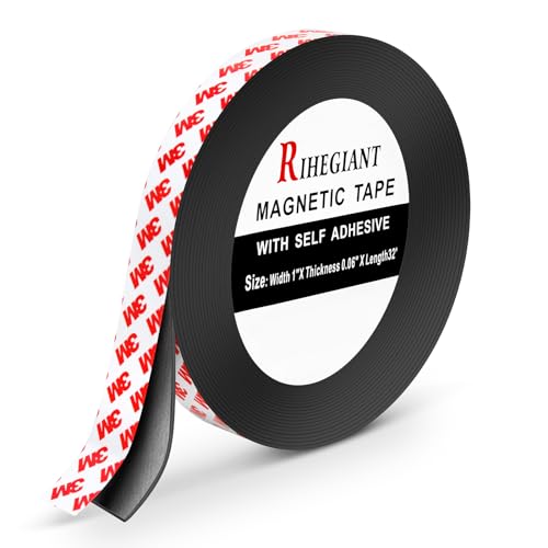 RIHEGIANT Magnetic Tape Strips with 3M Adhesive Backing, Width 25.4mm x Length 10m, Flexible Rubber Magnet for Fridge Organization and Art Projects von RIHEGIANT