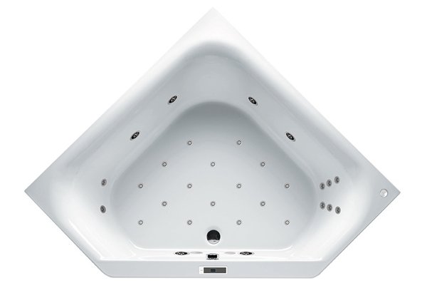 RIHO Austin Eck-Badewanne, mit Bliss-System, 2-Sitzer, 145x145x48cm, 270 Liter, weiß, B0050, Ausführung: Version links von RIHO