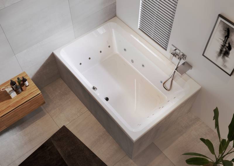 RIHO Castello Rechteck-Badewanne, mit Flow-System, 2-Sitzer, 180x120x51cm, 335 Liter, weiß, B064016005 von RIHO