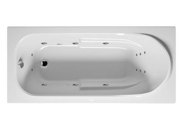 RIHO Columbia Rechteck-Badewanne, mit Flow-System, 1-Sitzer, Version links, weiß, B00, Ausführung: 170x80x53cm, Nutzinhalt: 190 Liter von RIHO