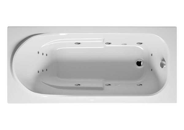 RIHO Columbia Rechteck-Badewanne, mit Flow-System, 1-Sitzer, Version rechts, weiß, B00, Ausführung: 150x75x47,5cm, Nutzinhalt: 100 Liter von RIHO