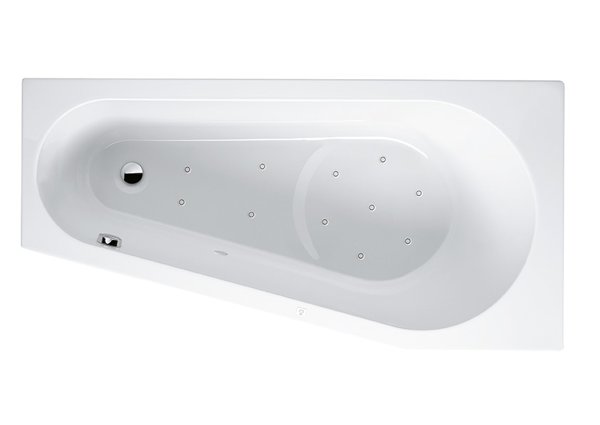 RIHO Delta Eck-Badewanne, mit Air-System, Version links, 1-Sitzer, weiß, B06, Ausführung: 160x75x43,5cm, Nutzinhalt: 100 Liter von RIHO