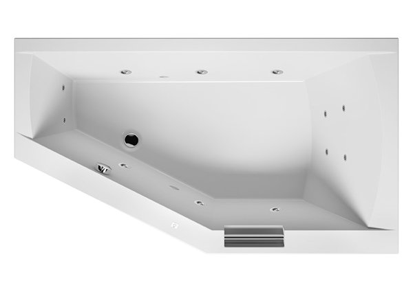 RIHO Geta Badewanne, asymmetrisch, Version links, mit Flow-System, 1-Sitzer, weiß, B03, Ausführung: 190x90x48cm, Nutzinhalt: 210 Liter von RIHO
