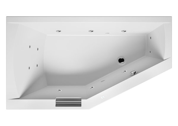 RIHO Geta Badewanne, asymmetrisch, Version rechts, mit Flow-System, 1-Sitzer, weiß, B02, Ausführung: Version links von RIHO