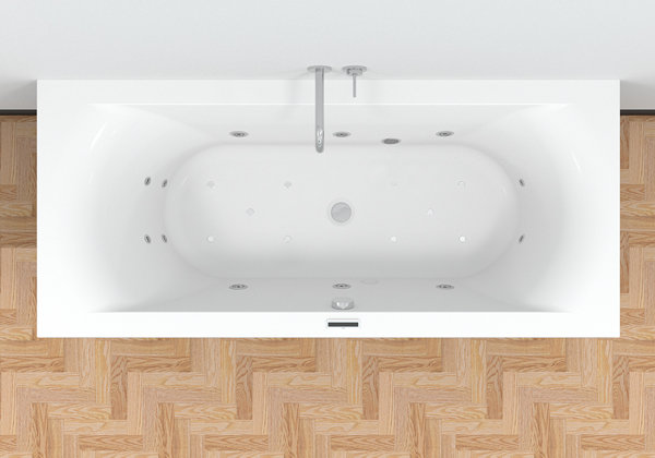 RIHO Lima Easypool 3.1 Rechteck-Badewanne, Touchbedienung, Einbau, 2-Sitzer, weiß, B05, Ausführung: 190x80x53cm, Nutzinhalt: 235 Liter von RIHO