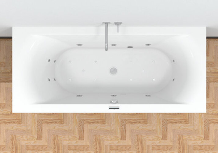 RIHO Lima Easypool 3.1 Rechteck-Badewanne, Touchbedienung, Einbau, 2-Sitzer, weiß, B051004005 von RIHO