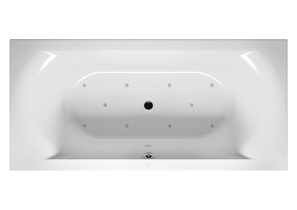 RIHO Lima Rechteck-Badewanne, Version links, mit Air-System, Einbau, 2-Sitzer, weiß, B05, Ausführung: 200x90x49,5cm, Nutzinhalt: 270 Liter von RIHO