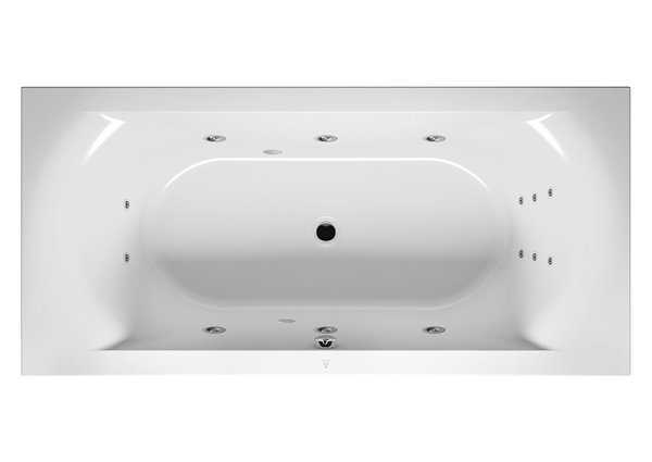 RIHO Lima Rechteck-Badewanne, Version links, mit Flow-System, Einbau, 2-Sitzer, weiß, B05, Ausführung: 190x90x49cm, Nutzinhalt: 240 Liter von RIHO