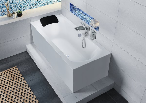 RIHO Linares Rechteck-Badewanne, Version rechts, PlugPlay-Variante, 2-Sitzer, weiß, B14, Ausführung: 170x75x45cm, Nutzinhalt: 130 Liter von RIHO