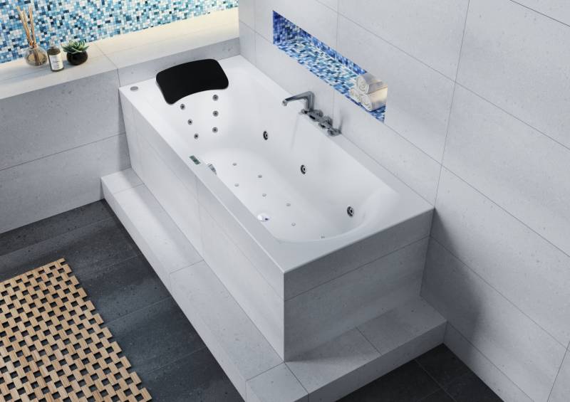 RIHO Linares Rechteck-Badewanne, Version rechts, mit Bliss-System, 2-Sitzer, weiß, B141006005 von RIHO
