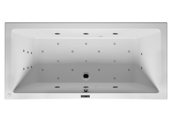 RIHO Lugo Rechteck-Badewanne, Version rechts, mit Bliss-System, Einbau, 2-Sitzer, weiß, B13, Ausführung: 200x90x47,5cm, Nutzinhalt: 310 Liter von RIHO