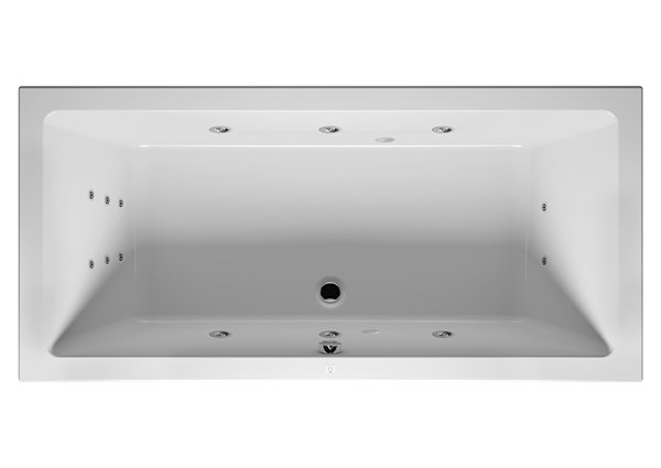RIHO Lugo Rechteck-Badewanne, Version rechts, mit Flow-System, Einbau, 2-Sitzer, weiß, B13, Ausführung: 160x70x47cm, Nutzinhalt: 154 Liter von RIHO