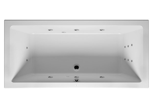 RIHO Lusso Rechteck-Badewanne, Version links, mit Flow-System, Einbau, 2-Sitzer, weiß, B0, Ausführung: 180x90x48cm, Nutzinhalt: 250 Liter von RIHO