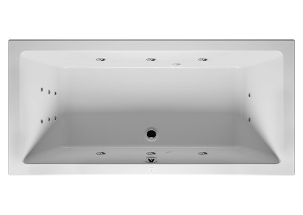 RIHO Lusso Rechteck-Badewanne, Version rechts, mit Flow-System, Einbau, 2-Sitzer, weiß, B0, Ausführung: 190x80x47,5cm, Nutzinhalt: 235 Liter von RIHO