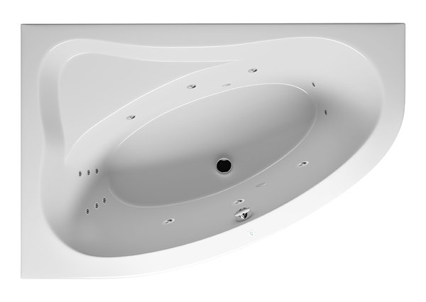 RIHO Lyra Eck-Badewanne, Version rechts, mit Flow-System, Einbau, 2-Sitzer, weiß, B0, Ausführung: 153,5x100,5x47cm, Nutzinhalt: 150 Liter von RIHO