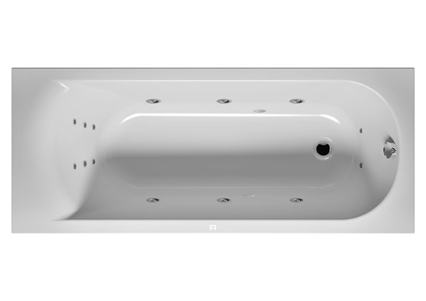 RIHO Miami Rechteck-Badewanne, Version rechts, mit Flow-System, Einbau, 1-Sitzer, weiß, B0, Ausführung: 180x80x43cm, Nutzinhalt: 140 Liter von RIHO