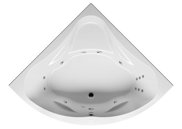 RIHO Neo Eck-Badewanne, Version links, mit Flow-System, Einbau, 2-Sitzer, weiß, B07, Ausführung: 150x150x49cm, Nutzinhalt: 285 Liter von RIHO