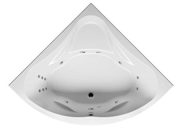 RIHO Neo Eck-Badewanne, Version rechts, mit Flow-System, Einbau, 2-Sitzer, weiß, B07, Ausführung: 150x150x49cm, Nutzinhalt: 285 Liter von RIHO