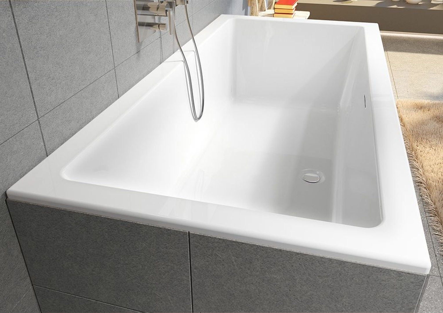 RIHO Rethink Cubic Rechteck-Badewanne, mit Riho Fall, Version links, mit Bliss-System, Einbau, 1-Sitzer, weiß glänzend, B104017005 RIHO Rethink Cubic Rechteck-Badewanne, mit Riho Fall, Version links, mit Bliss-System, Einbau, 1-Sitzer, weiß glänzend, B104017005 von RIHO