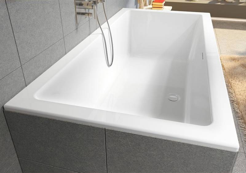 RIHO Rethink Cubic Rechteck-Badewanne, mit Riho Fall, Version links, mit Flow-System, Einbau, 1-Sitzer, weiß glänzend, B104019005 von RIHO