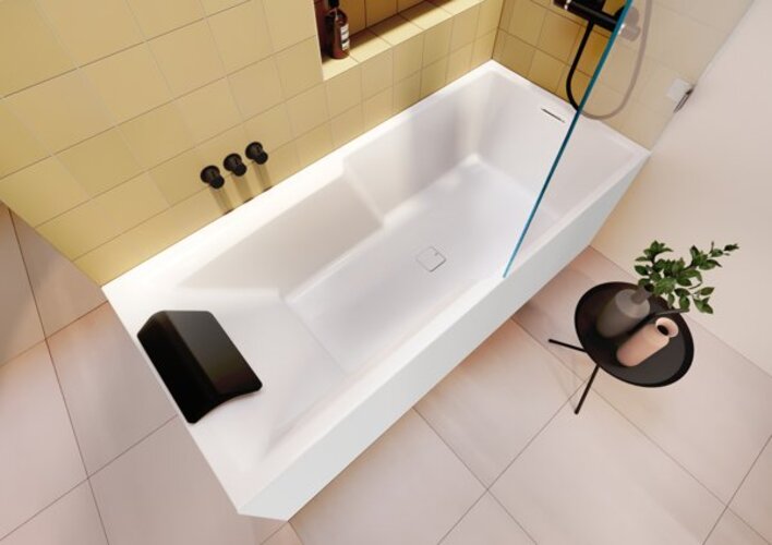 RIHO Still Shower Rechteck-Badewanne, PlugPlay-Variante, mit Ab-/Überlaufgarnitur, 2-Sitzer, weiß, B103010005 von RIHO