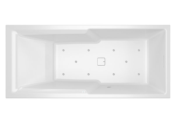 RIHO Still Shower Rechteck-Badewanne, Version rechts, mit Air-System, Einbau, mit Ab-/Überlaufgarnitur, 2-Sitzer, weiß,  B10300, Ausführung: 180x80x50cm, ohne Kopfkissen/Licht von RIHO
