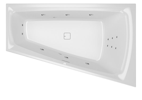 RIHO Still Smart Eck-Badewanne, mit Flow-System, Einbau, 170x110x50cm, mit Ab-/Überlaufgarnitur, 240 Liter, 2-Sitzer, weiß, B10, Ausführung: Version links, ohne Kopfkissen/Licht von RIHO