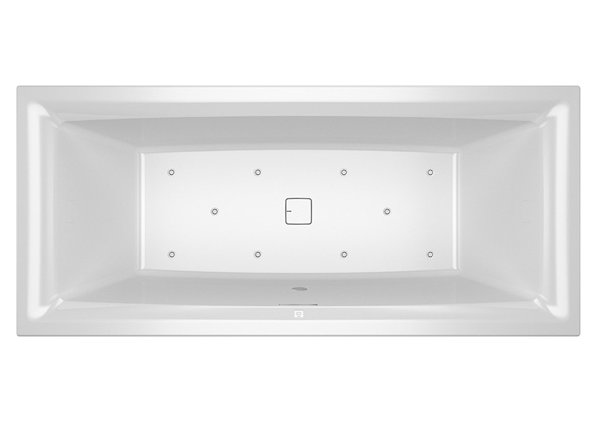 RIHO Still Square Rechteck-Badewanne, Version links, mit Air-System, Einbau, mit Ab-/Überlaufgarnitur, 2-Sitzer, weiß, B, Ausführung: 170x75x50cm, ohne Kopfkissen/Licht von RIHO