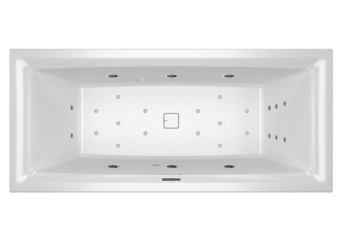 RIHO Stiell Square Rechteck-Badewanne, Version links, mit Joy-System, Einbau, mit Ab- und Überlaufgarnitur, 2-Sitzer, weiß, B100027005 von RIHO
