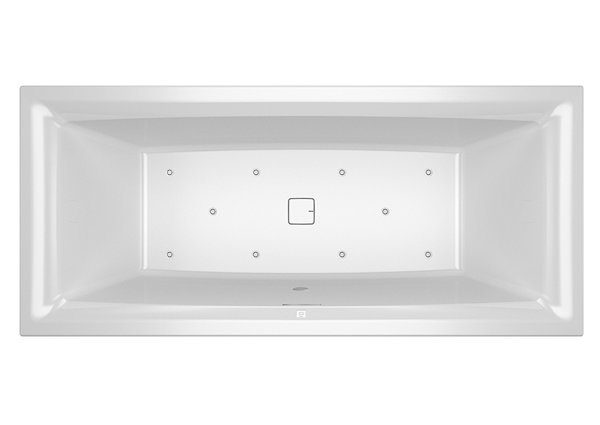 RIHO Still Square Rechteck-Badewanne, Version rechts, mit Air-System, Einbau, mit Ab-/Überlaufgarnitur, 2-Sitzer, weiß, B, Ausführung: 180x80x50cm, ohne Kopfkissen/Licht von RIHO