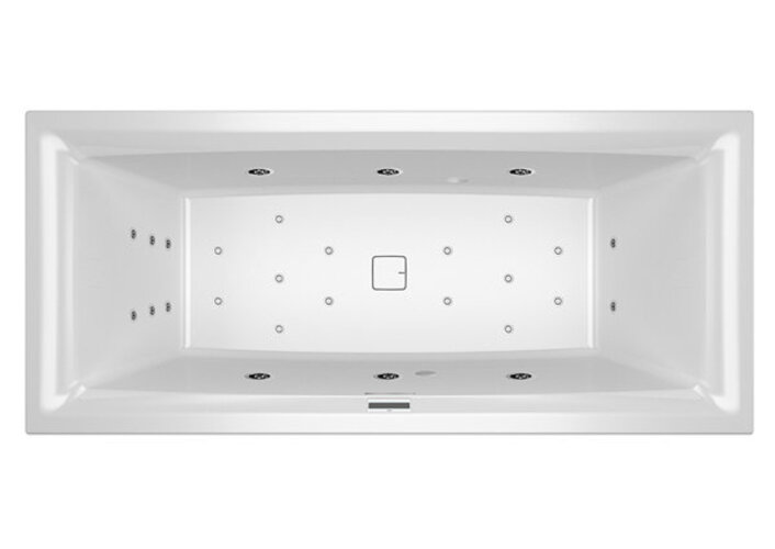 RIHO Stiell Square Rechteck-Badewanne, mit Riho Fall, Version rechts, mit Joy-System, Einbau, mit Ab- und Überlaufgarnitur, 2-Sitzer, weiß, B099054005 von RIHO