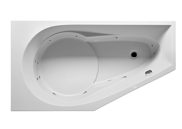 RIHO Yukon Eck-Badewanne, mit Flow-System, Einbau, 1-Sitzer, 160x90x48cm, 175 Liter, weiß, B00, Ausführung: Version links von RIHO
