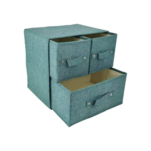 Cotton Linen Storage Box, große faltbare Aufbewahrungsbox mit Griff unter Bett Lagerung Stoff Regal Kleidung Aufbewahrungsbox Schlafzimmer Büro Kinderspielzeug (2 * 3) von RIHUD