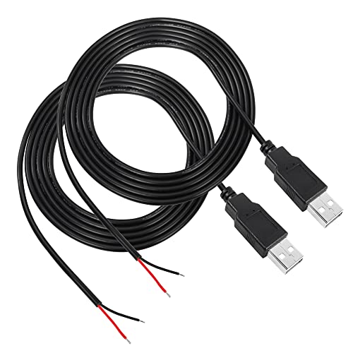 RIIEYOCA 2Pcs USB 2.0 Stecker 2pin Bare Wire, USB Power Data Cable DIY Pigtail Kabel für USB-Geräte installiert oder DIY ersetzen Reparatur (2M) von RIIEYOCA
