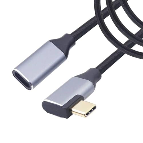 RIIEYOCA 90 Grad 3.1 Gen2 USB C Stecker zu USB C Buchse Verlängerungskabel, 100W schnelles Laden, 5A Strom, 10Gbps schnelle Übertragung, 4K HD Übertragung, voll kompatibel mit Typ C Geräten (1.5M) von RIIEYOCA