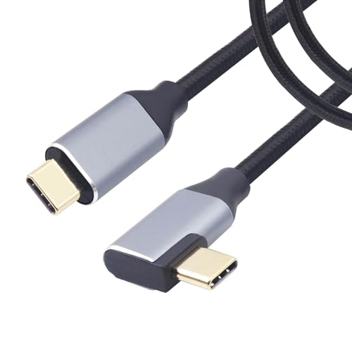 RIIEYOCA 90 Grad 100W USB C Stecker auf USB C Stecker 3.1Gen2, 100W Schnellladung und 10Gbps Datenübertragung und 4K HD Projektion, Nylon geflochtenes Kabel (1M) von RIIEYOCA