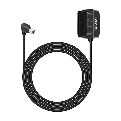 RIIEYOCA Automotive OBD Stromkabel für Dash Cam, 90 Grad rechter Winkel Mini-USB zu OBD2 Hardwire Adapter mit Switch Button Connector Plug and Play 24 Stunden Überwachung/Acc Modus (11.5FT/3.5M) von RIIEYOCA