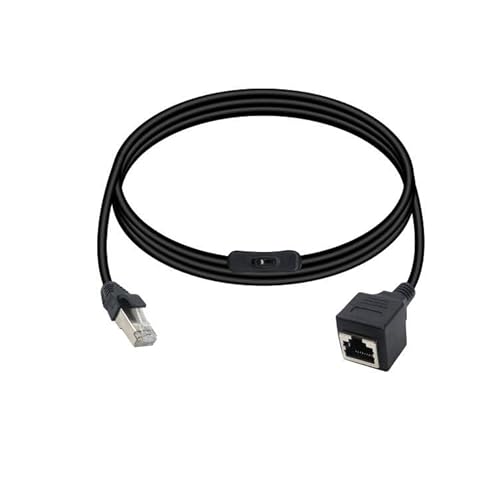 RIIEYOCA Cat6 Ethernet Patch Kabel Schalter Ein/Aus RJ45 Stecker zu Buchse High Speed Internet Netzwerk Kabel LAN mit Trennschalter, Schwarz, 1M/3Fuß von RIIEYOCA