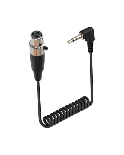 RIIEYOCA Mini XLR 3Pin zu 3.5mm TRS Spiralkabel Kurz, 90 Grad 1/8 Zoll Klinke TRS Stecker zu Mini XLR 3 Pin Buchse Stereo Mikrofon Audiokabel für MP3 Player, Telefone, Laptops (50cm/1.65ft, 3Pin) von RIIEYOCA