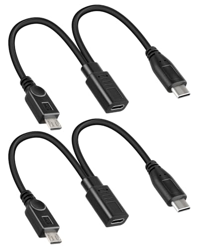 RIIEYOCA Kurzes USB Typ C Female auf Micro USB Male & Typ C Male Ladekabel, Nur für Laden geeignet, 1 zu 2 USB C Splitter Ladekabel, (1FT/2er Pack, Nur Laden) von RIIEYOCA