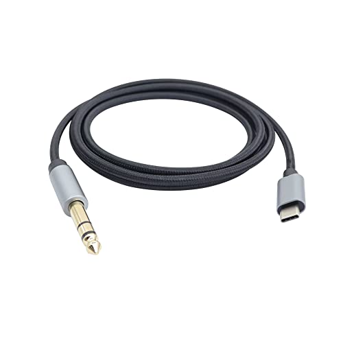 RIIEYOCA USB C zu 6.35mm Audio Kabel, USB Typ C Stecker zu 6.35mm 1/4 Zoll TRS Stecker Nylon geflochtenes Audiokabel für Smartphone, Tablet, Laptop, Verstärker, 1.5M/4.9Feet von RIIEYOCA