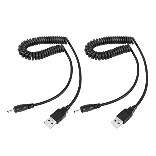 RIIEYOCA 5V DC Spiralstromkabel, USB zu DC 2,5mm x 0,7mm Stecker Federladekabel für USB Lichter, USB Ventilatoren, Cartoon Uhren, Mini Lautsprecher, dehnbar auf 3ft von RIIEYOCA