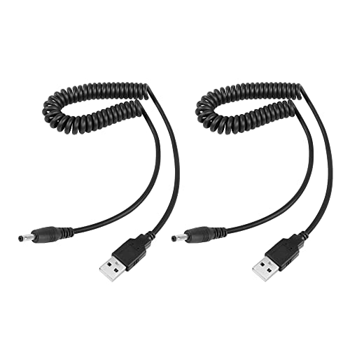 RIIEYOCA 5V DC Spiralstromkabel, USB zu DC 3,5mm x 1,35mm Stecker Federladekabel für USB Lichter, USB Ventilatoren, Cartoon Uhren, Mini Lautsprecher, dehnbar auf 3ft von RIIEYOCA