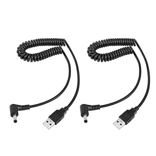 RIIEYOCA 5V DC spiralförmiges Stromkabel, USB auf 90 Grad DC 4,0mm x 1,7mm Stecker Federladekabel für USB-Lichter, USB-Fans, Cartoon Uhren, Mini-Lautsprecher, dehnbar auf 3ft von RIIEYOCA