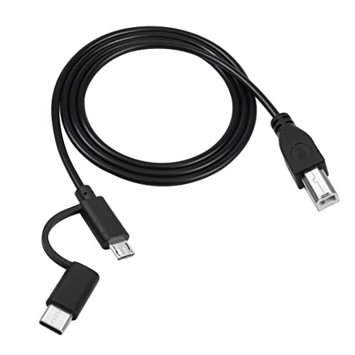 RIIEYOCA USB C Druckerkabel 3.3 ft, 2-in-1 Design, Micro USB zu USB B Druckerkabel, USB C zu USB B Druckerkabel für Telefon, Computer, Scanner, elektrische Keybords, Digital Piano, und etc. von RIIEYOCA